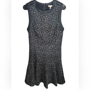 Rebecca Taylor Women's Sleeveless Lace Bonded Dress Sz 8 wool blend leather trim
